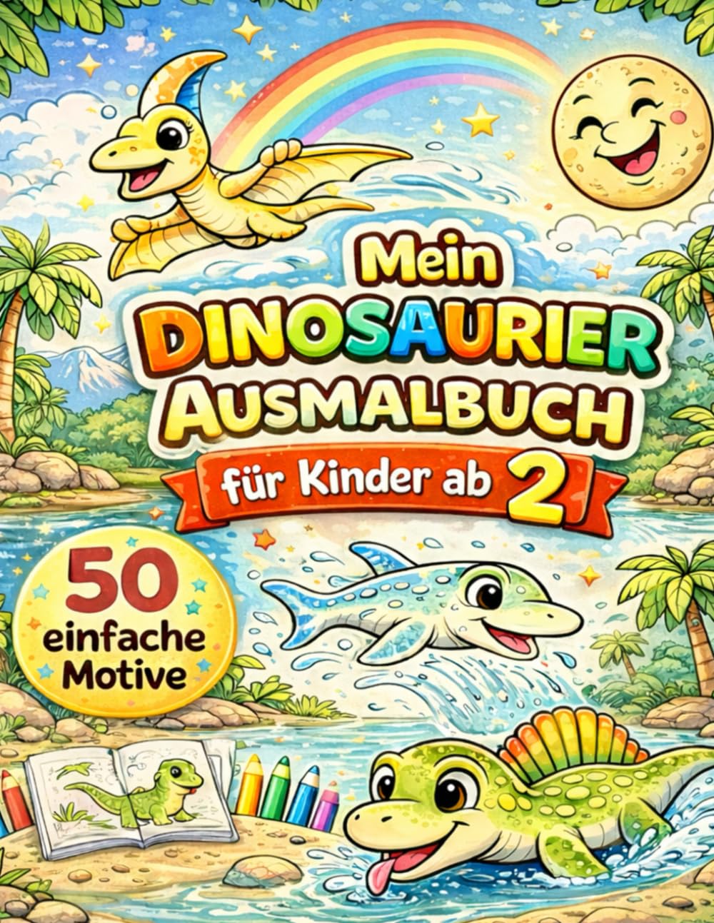 Mein Dinosaurier Ausmahlbuch: 50 einfache Motive für Kinder ab 2 – dicke Linien – perfekt für kleine Hände