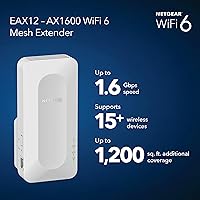 Vista 2 de NETGEAR WiFi 6 Range Extender (EAX12) - Add up to 1,200 sq. ft., 15 Devices - AX1600 Dual-Band Wireless Signal Booster & Repeater