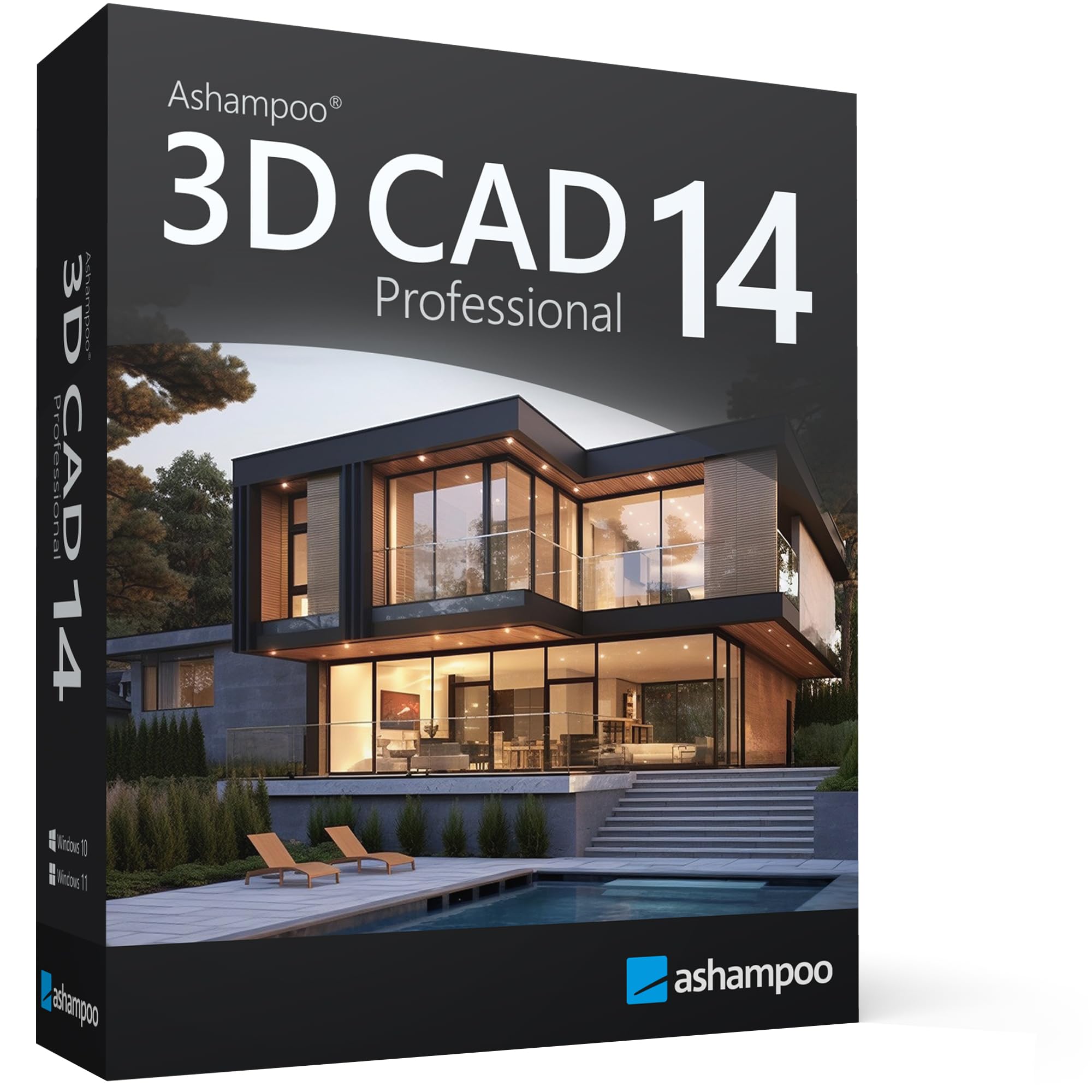 3D CAD 14 Professional - Software für professionelle Bau- und Haus-Planung in 3D und 2D mit Elektroplanung für Win 11, 10