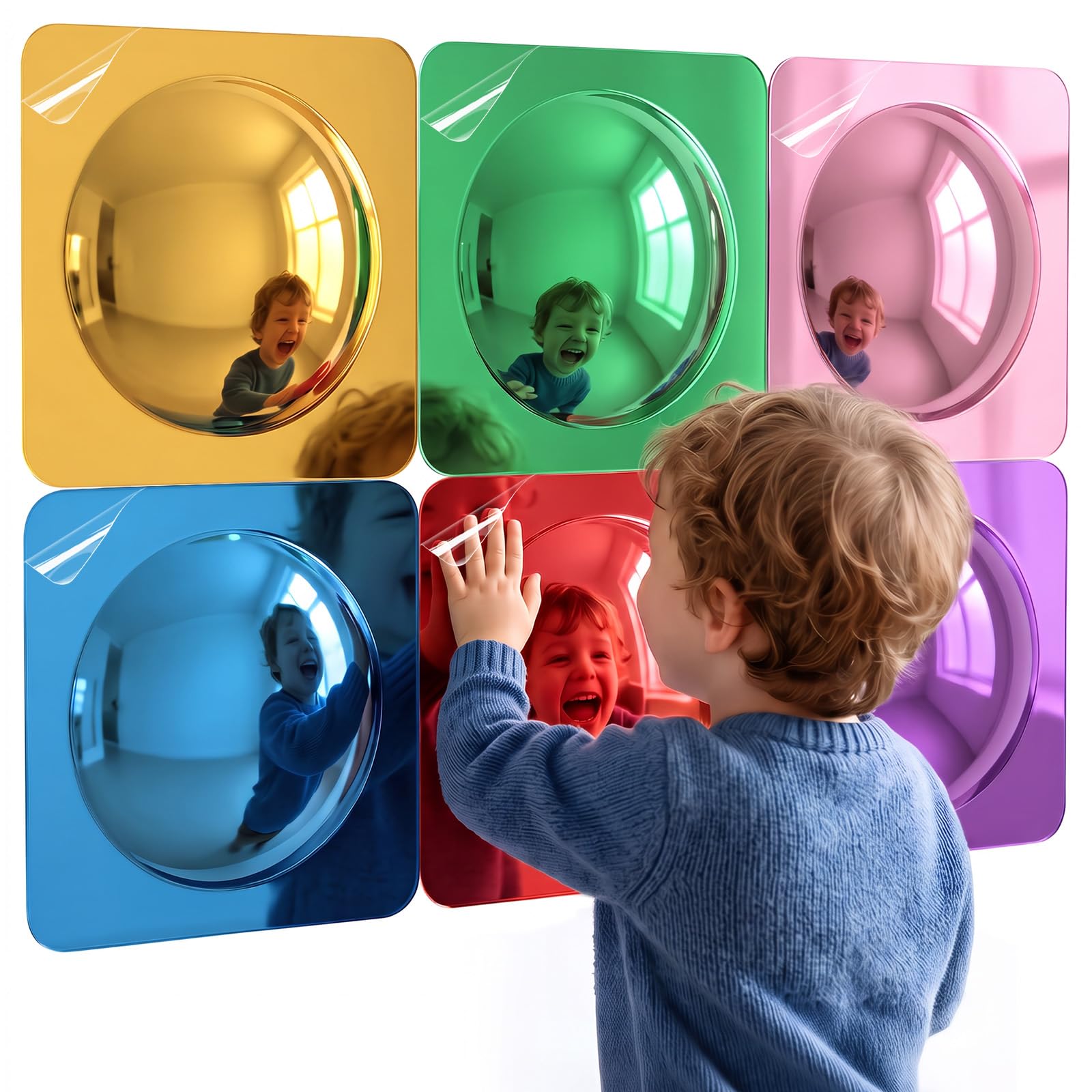 HUIJUTCHEN 6PCS Bubble Convex Mirror Panel 25.4 * 25.4cm Autism Sensory Equipment Sensory Toys for Autism Acrylic Bubble Mirror Toys for Kids for Classroom, Playroom & Montessori Space