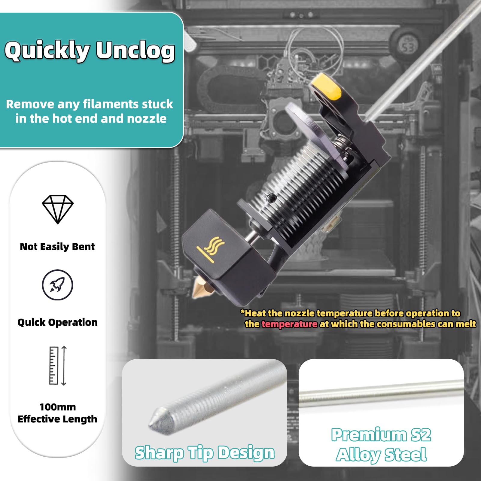 3D Printer Cleaning Needle - Unclog Nozzle Fast! -6