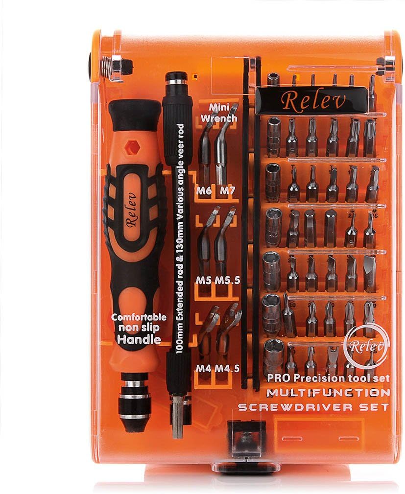 Relev Precision Screwdriver Set with 52 in1, Professional Electronics Repair Hand Tools Kit for Cell Phone, Tablet, Laptop, PC, Game Console, Electronic Model DIY Repair Tools
