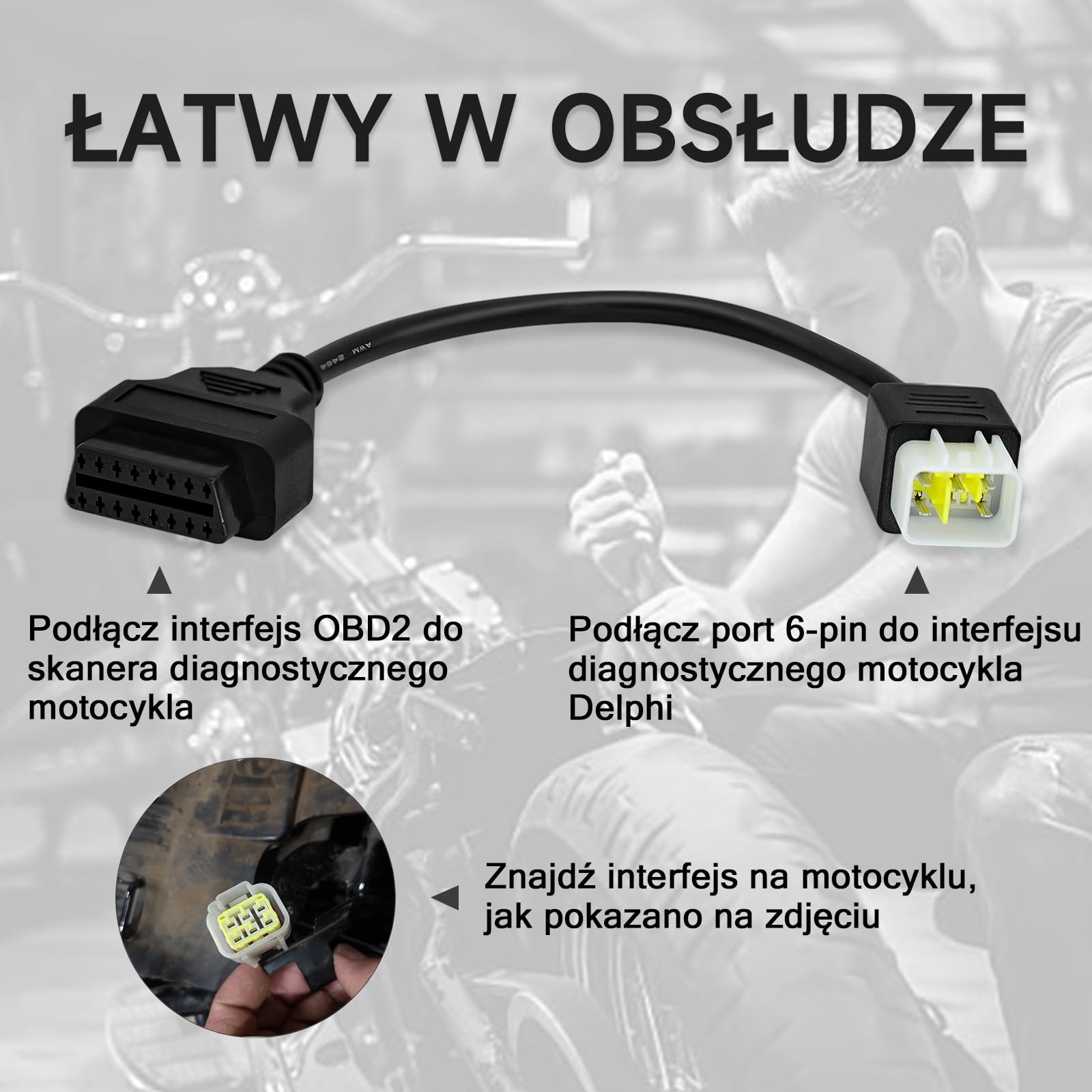 Adattatore Cavo Diagnostico OBD2 6 Pin Per Moto Benelli E KTM - Compatibile Con ECU Delphi E Bosch Per TNT, TRK 502, Leoncino - 3