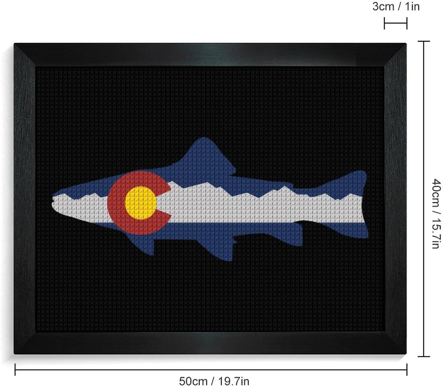 Colorado Mountain Trout Fish Printed Diamond 5D Painting Kits DIY Full Drill Crafts for Home Wall Decor 16x20 Inch Blackwood 50 * 40cm