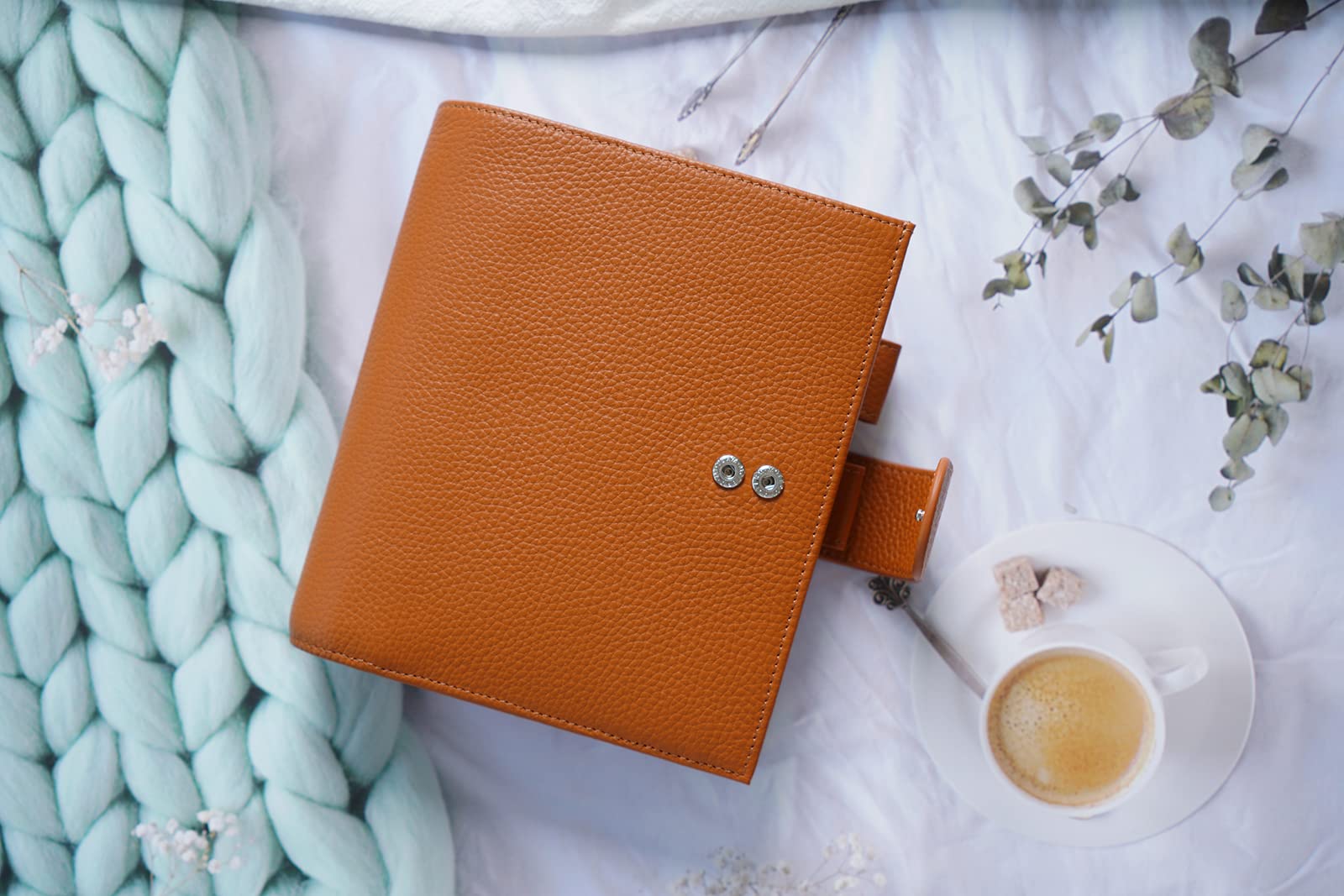 Moterm True-A6 Luxe Ringe Planer - Echtes Leder Binder Organizer (30mm Ring, Kiesel-Gebranntes orange)