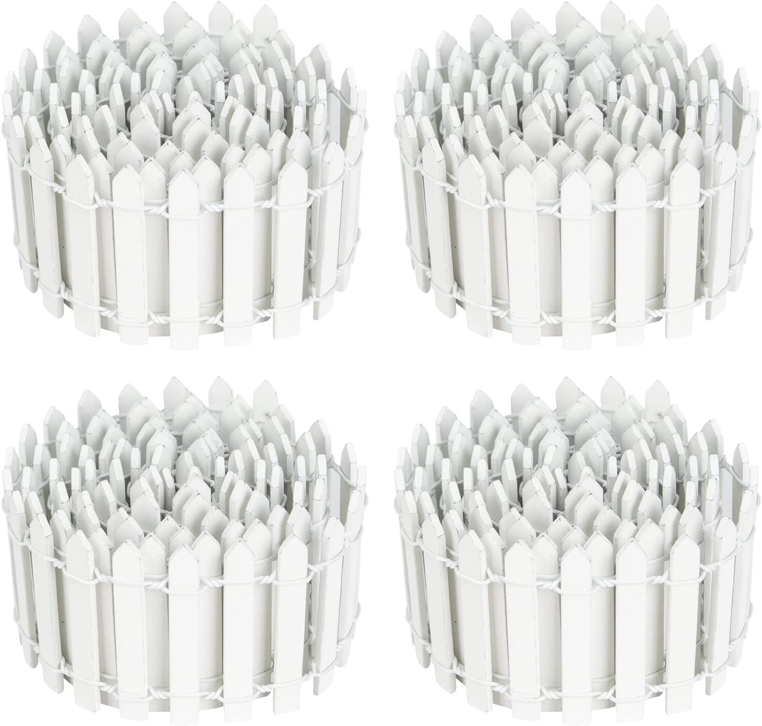 4 Pack Miniature Wooden Fence 120 * 5CM Small Wood Picket Fence Fairy Garden Christmas Decorative Fence for Micro Landscape Doll House Christmas Tree Flower Pot Ornament