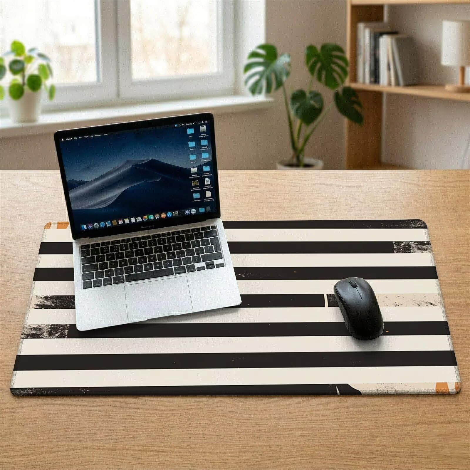 Alfombrilla Ratón XXL 1200 x 600 x 3 mm, Alfombrilla Escritorio, Crema Grande Protector de Mesa con Base de Goma Antideslizante y Bordes Cosidos, Impermeable, para Oficina, PC, Gaming (Raya) L-x5832