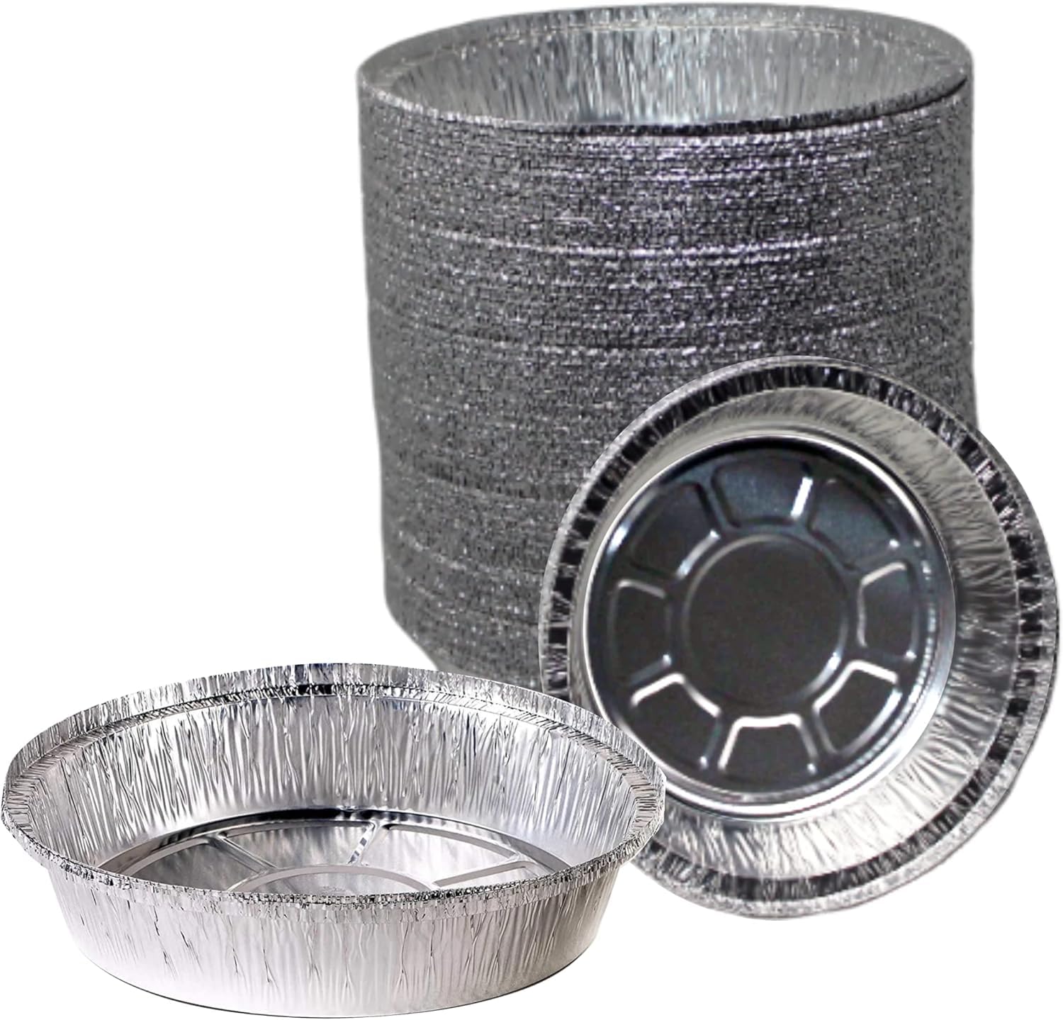 EcoQuality 6.5 Inch Disposable Round Aluminum Foil Take-Out Pans - Disposable Tin Containers, Perfect for Baking, Cooking, Catering, Parties, Cake Pans, Restaurants (No Lids) (500)