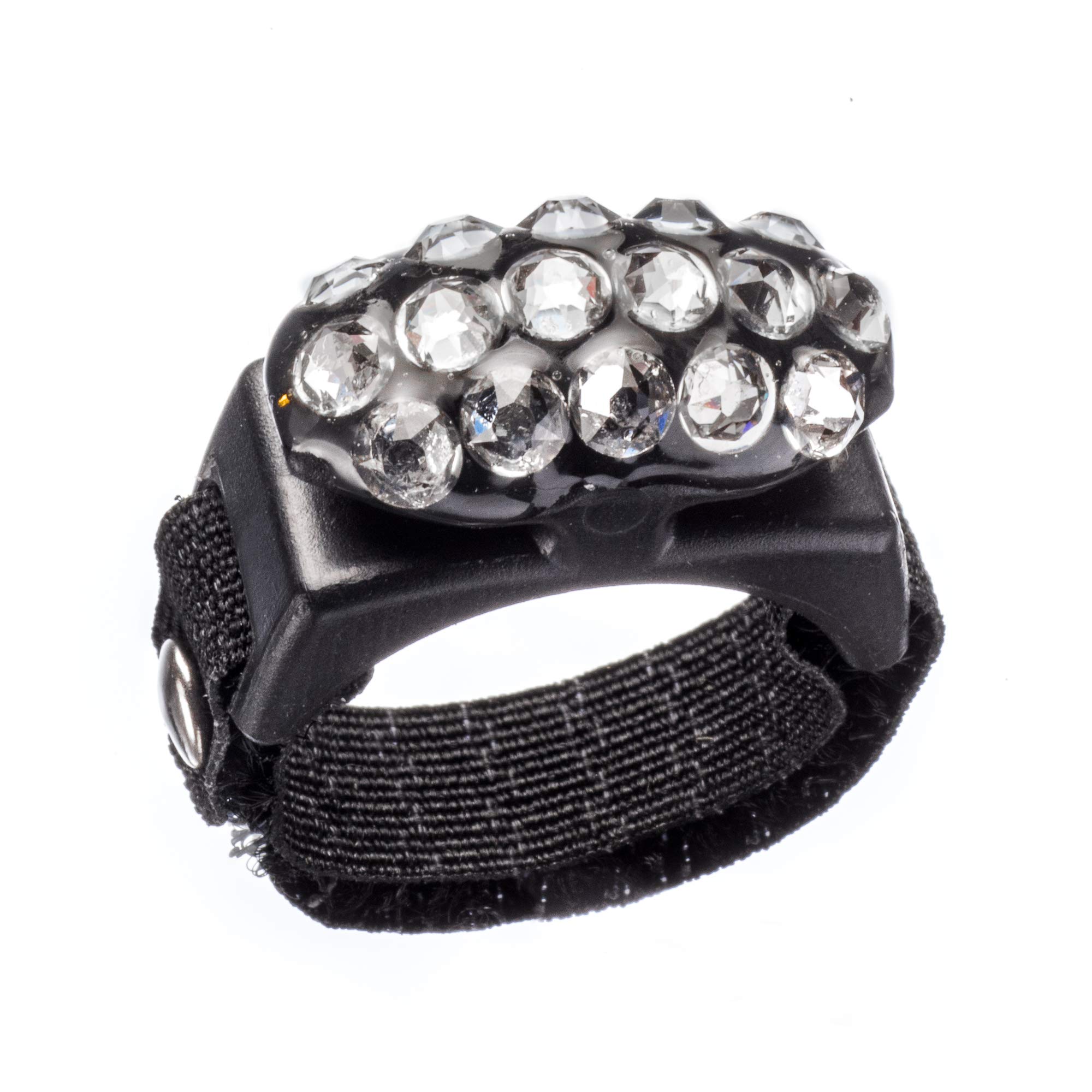 Thread CutterzRing Black w/ 3 Rows Swarovski Crystals - A Ring That cuts Thread, Yarn & Embroidery Floss