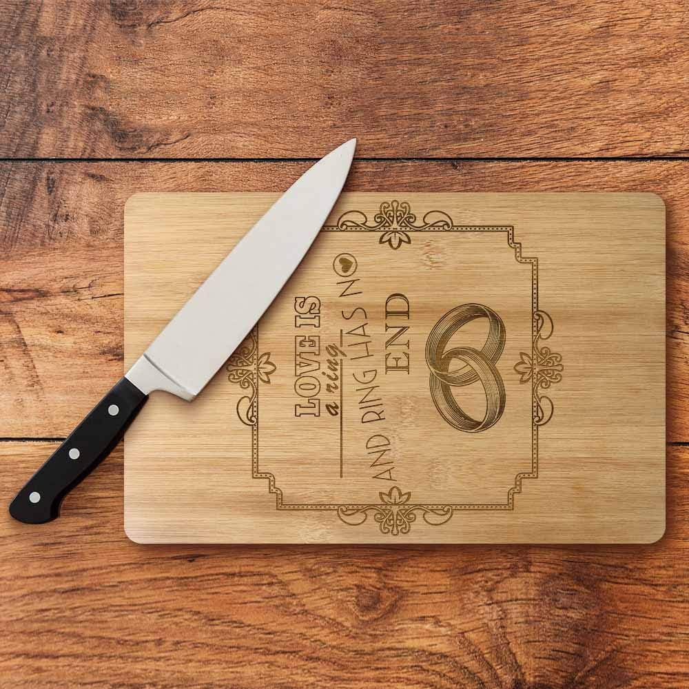 The Geeky Days Wedding Rings Romantic Quote Personalized Wood Chopping Board Mr and Mrs Heart Beat Ring Bamboo Cutting Board