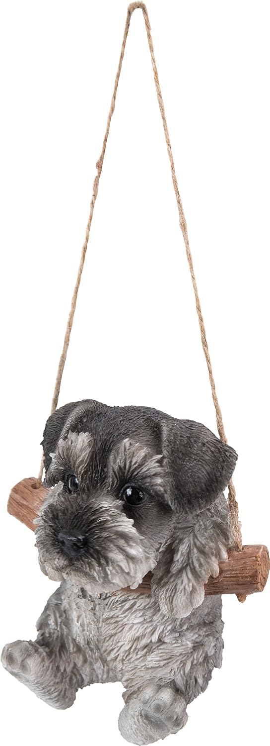 Hi-Line Gift Ltd 87704-J Schnauzer Puppy Hanging Garden Statue, 5-inch Height, Resin