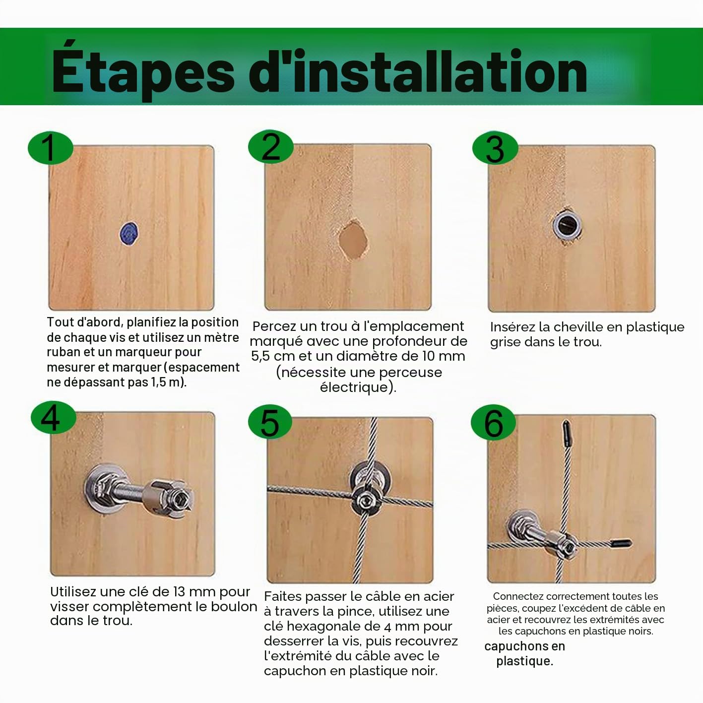 NEWFUN Support pour Plantes Grimpantes，Cable Plante Grimpante Exterieur，Kit Complet en Acier Inoxydable avec Supports Muraux Et Corde De 3 MM, Corde De 24 M，pour Jardin/Mur Béton/Clôture Câble