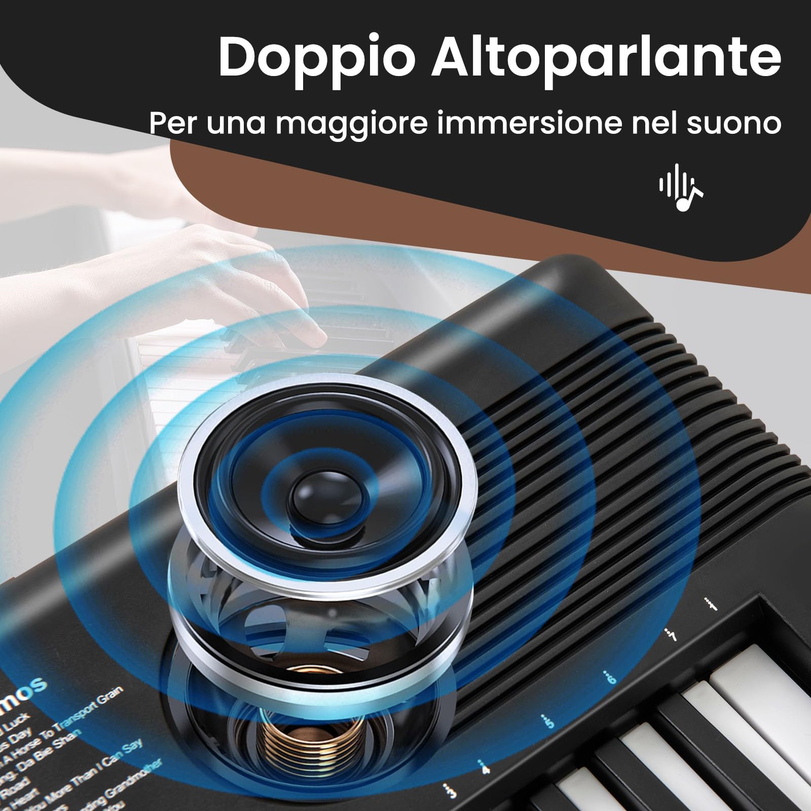 COSTWAY Pianoforte Digitale a 61 Tasti, Pianoforte Elettronica con Supporto, Microfono, Pianoforte Portatile con Adesivi per Tasti e Borsa da Trasporto, per Bambini e Adulti (Nero)