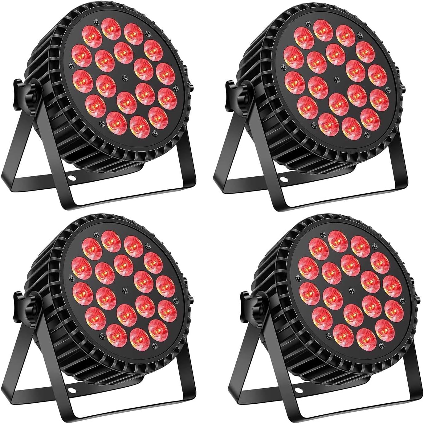 U`King Stage Par Lights, 18X12W RGBW 4-in-1 LED DJ Par Can Lights by DMX Control and Sound Activated Uplighting for DJ Disco Club Festival Wedding Party Church Stage Lighting -4 Pack