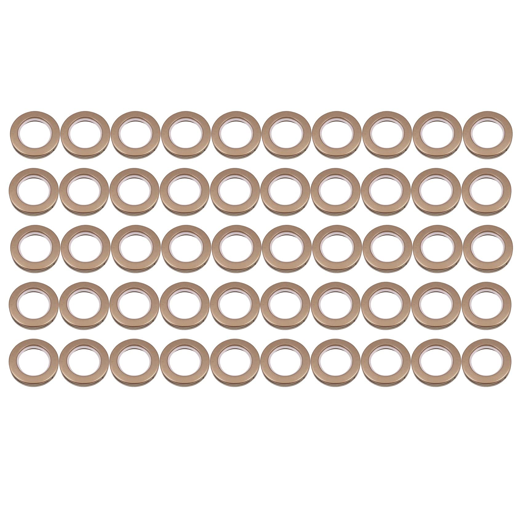 CTRLZS 50 Pack Curtain Grommet, Inner Diameter 43mm Curtain Eyelet Rings Nanoscale Low Noise Roman Ring (Coffee)