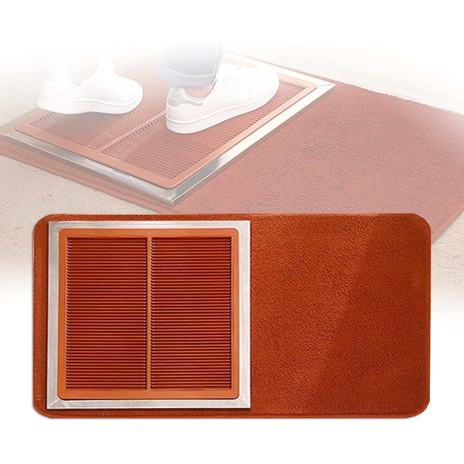 Alfombrilla antideslizante de limpieza en seco y húmedo con cepillo para suela de zapatos y almohadillas absorbentes, limpiador de barro para el hogar, hospital, laboratorio, 35.4 x 23.6 pulgadas
