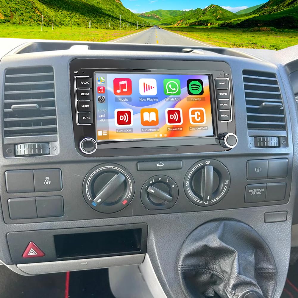Radio Android 14 2 DIN do VW T5 Transporter Multivan 2010-2013 z systemem Android Carplay bez komunikacji bezprzewodowej Podwójne radio Din 7-calowy ekran dotykowy z GPS WiFi Bluetooth RDS Radio FM