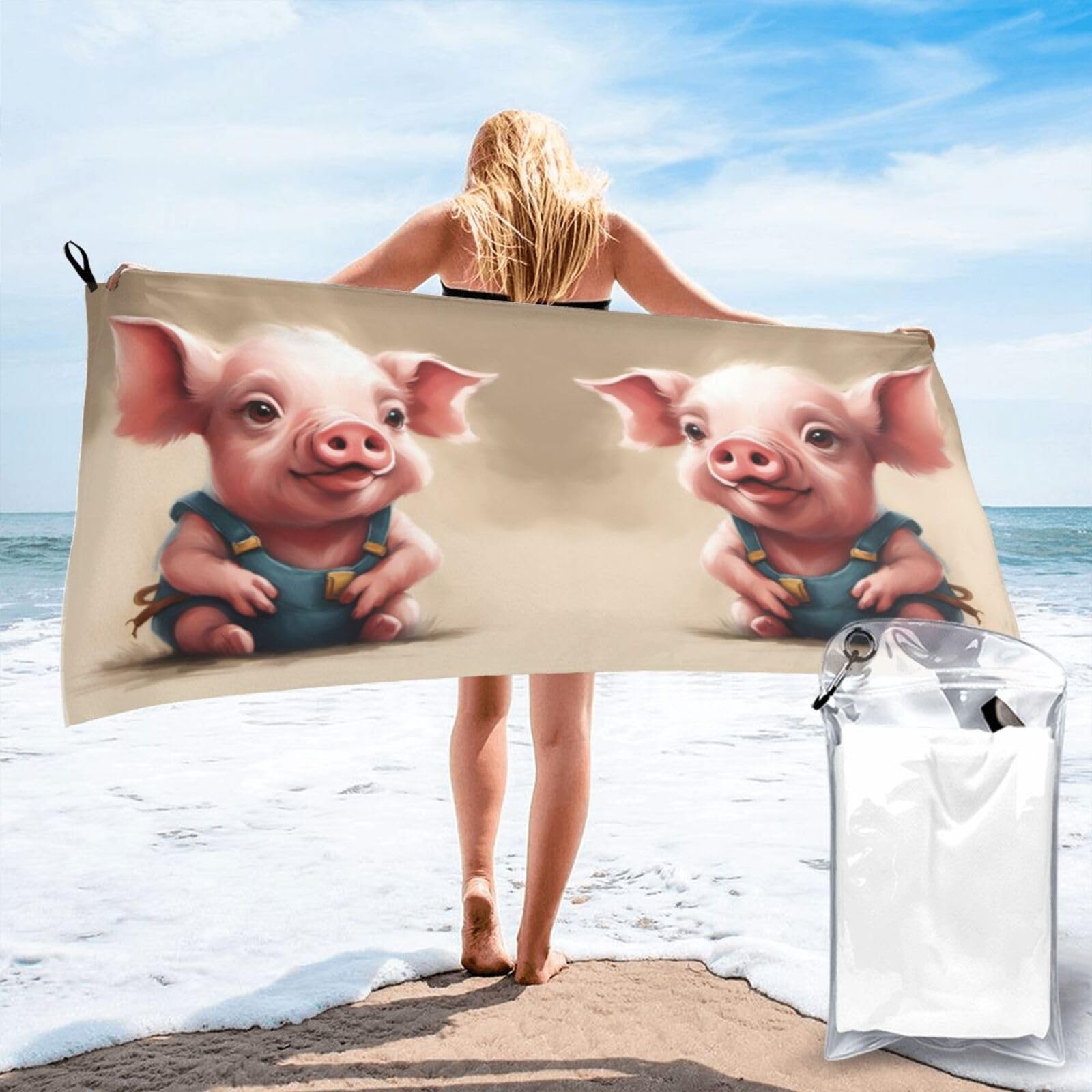 Toalla de baño suave Naughty Pig grande: di adiós a la humedad en la piscina y el spa