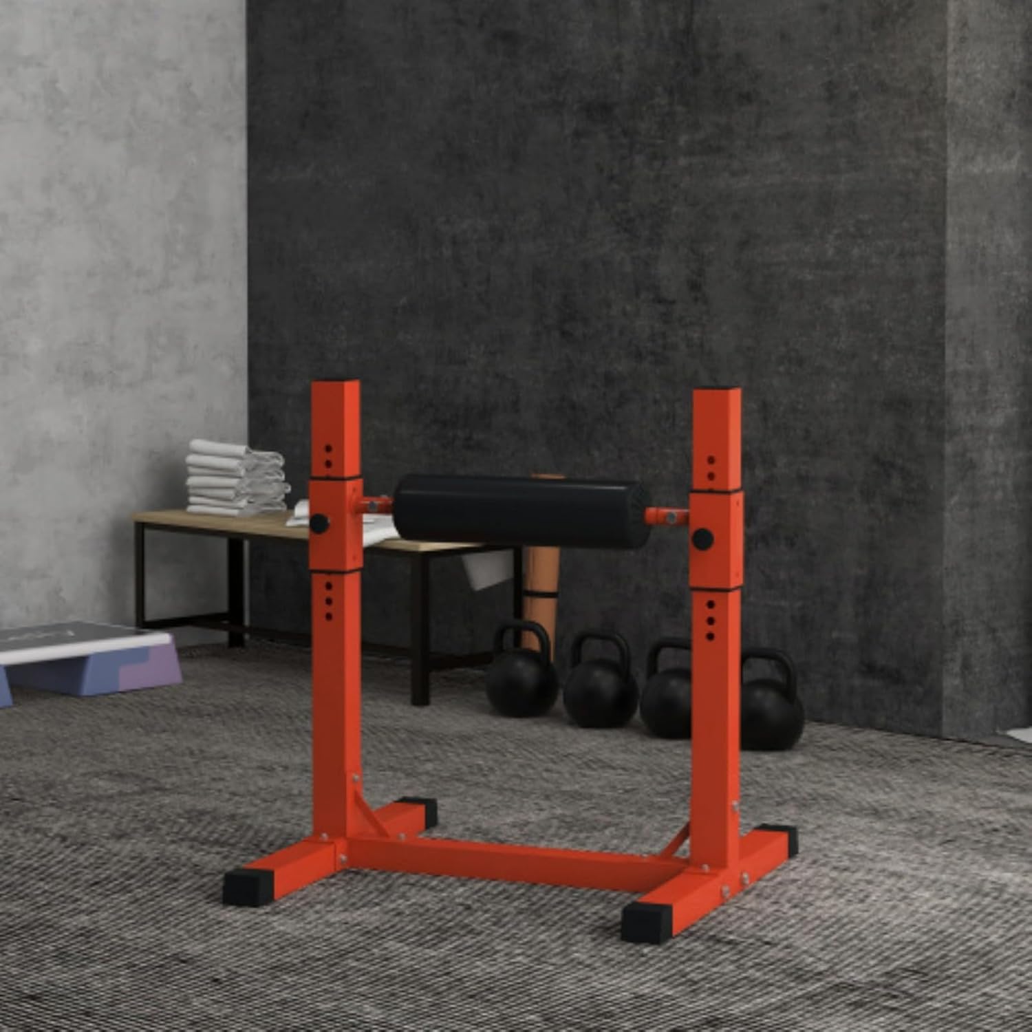 Split Squat Rack, Single-leg Squat Rack, Leg Training Rack, 12-level Adjustable Squat Roller, Suitable for Lower Limb Strength Training, Red