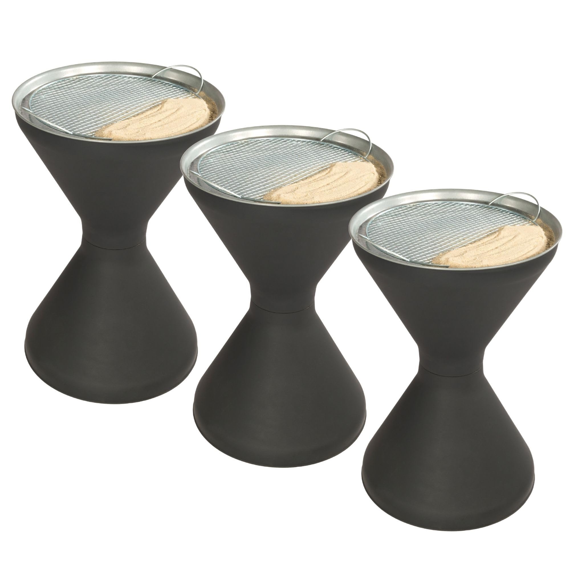 Novaliv 3 ceniceros de pie para exteriores, 60 cm de alto, 40 cm de diámetro, incluye 3 bolsas de arena, cenicero de pie para exteriores, colador de metal galvanizado, soporte para pausa para fumar