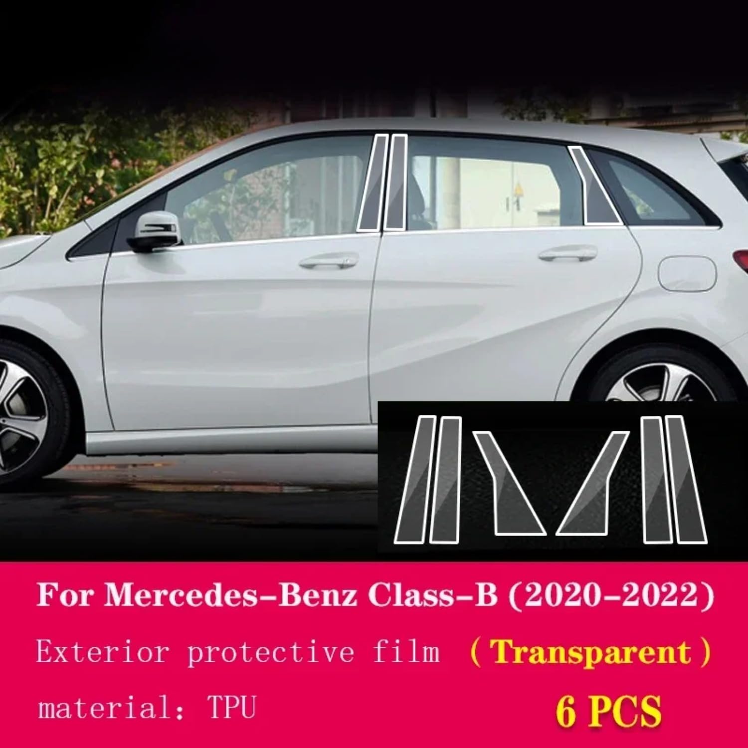 Pellicola protettiva PPF per carrozzeria auto B C, pellicola protettiva in TPU trasparente, per Mercedes-Benz Classe B W247 2020-2023 (A trasparente)