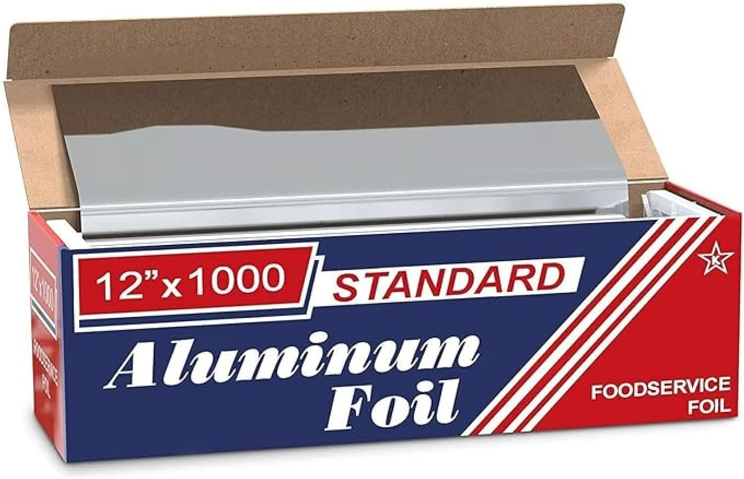Urban Box Co. 12"x1000' Standard Aluminum Foil Roll Commercial-Grade Silver Wrap for Food Service, Catering, Baking &amp; Home Use. Durable, Tear-Resistant, Heat-Safe Industrial Foil Roll