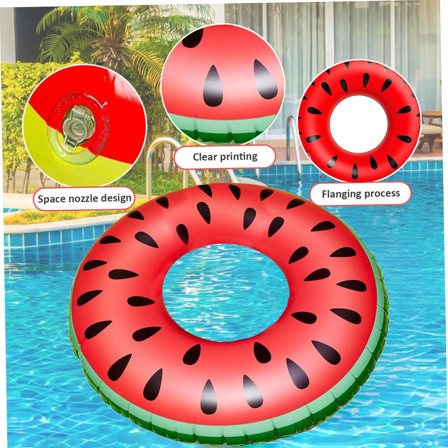 Anneaux de natation gonflables pour adultes, Anneau gonflable en caoutchouc pour la natation, Anneau en caoutchouc pour la piscine, Tube flottant pour piscine, Tube de natation en forme de pastèque - 2