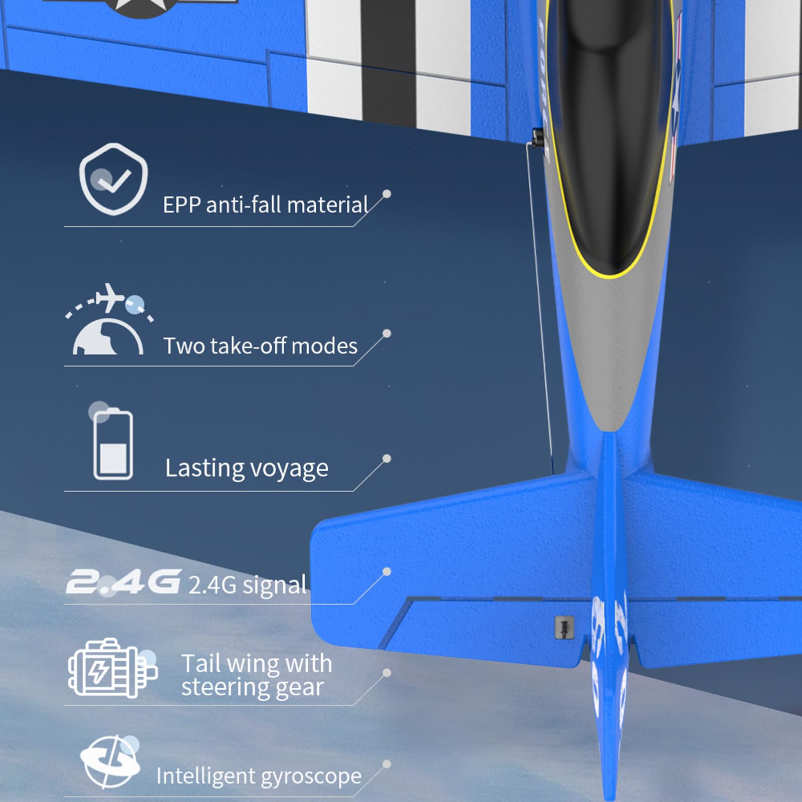 Aereo radiocomandato a 3 canali, aliante da 2,4 GHz, sistema di stabilizzazione con 6 giroscopi, facile da volare, per principianti, adolescenti, adulti, con 2 batterie