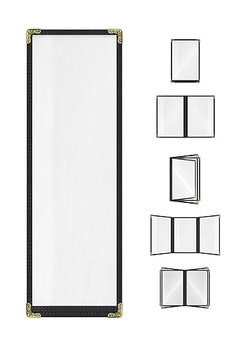 Miniatura 198 de Goodsmart - Fundas para menú de restaurante, paquete de 25 unidades, color negro, 2 vistas, soportes para menú de carga superior, cubiertas