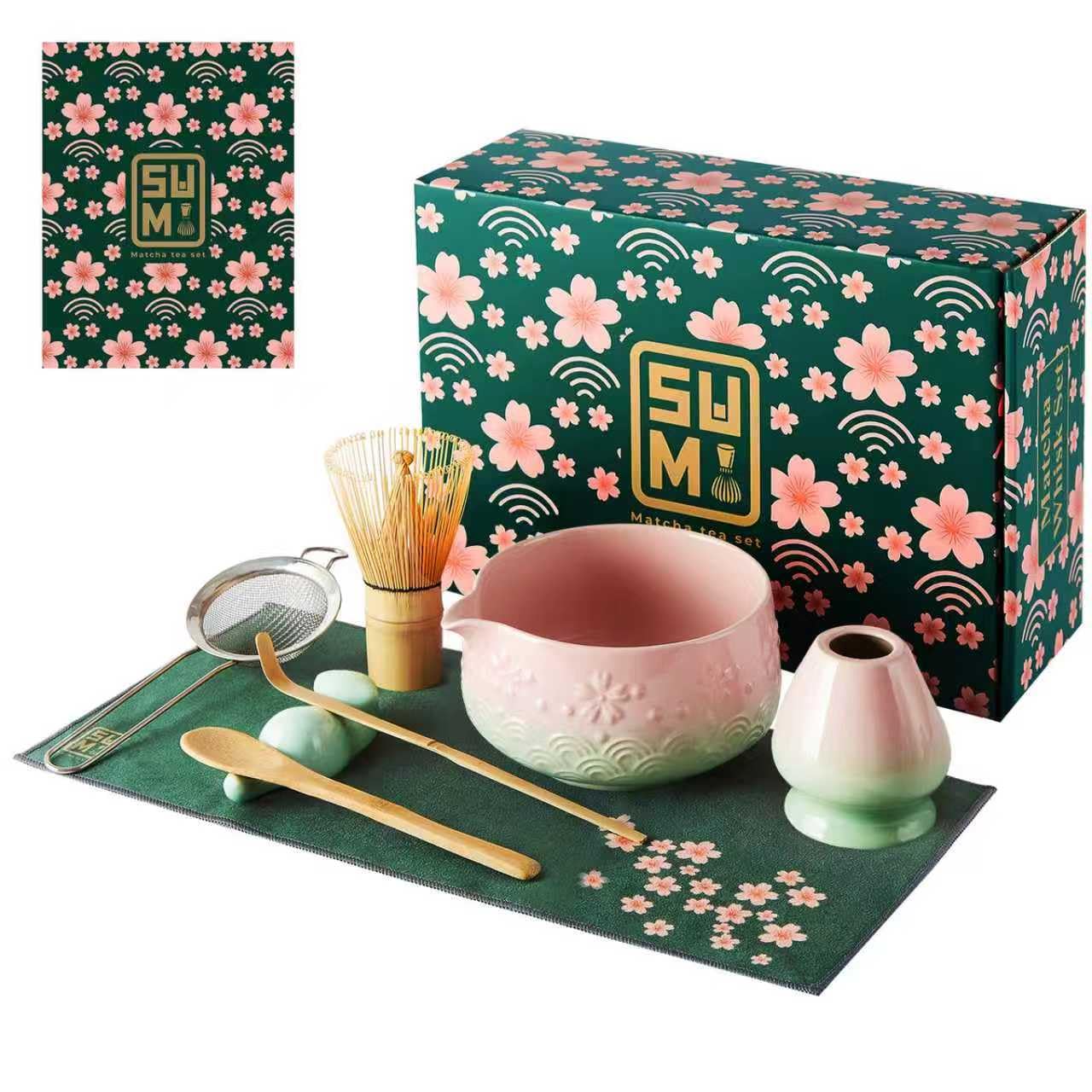 Matcha Whisk Set 9pcs – Matcha Tea Set with Ceramic Matcha Bowl, Bamboo Whisk (Chasen), Scoop, Sifter | Matcha Kit for Japanese Tea Ceremony & Beginners(Gradient)