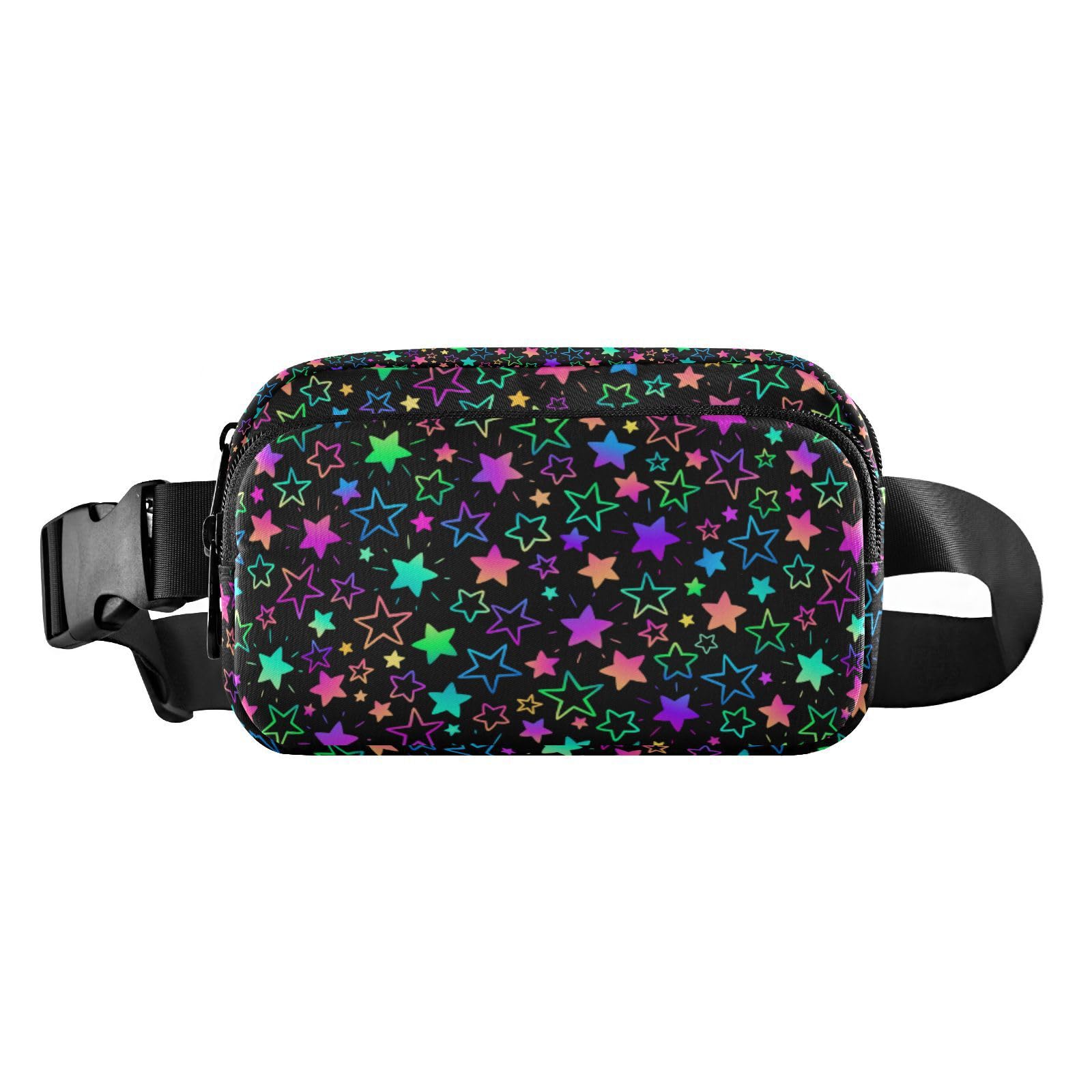 Sletend Fanny Packs for Women Men Bright Neon Stars Waterproof Fashion Waist Pack Adjustable Crossbody Bag for Travel Outdoors Hiking Running Cycling