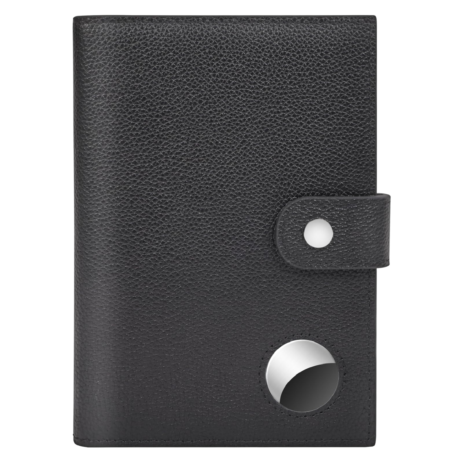 Leather Passport Holder for Travel Women/Men, Passport Wallet With Airtag Slot and RFID Blocking Card Slots,Travel Essentials Anti-Lost（Black）