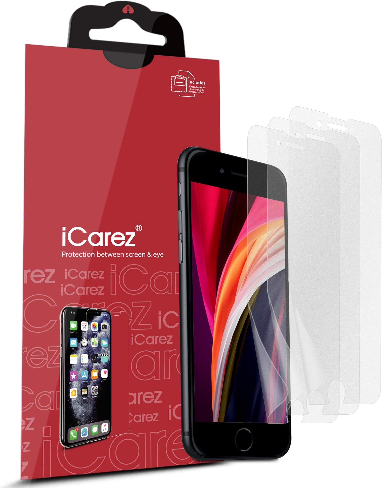iCarez Matte Screen Protector for iPhone SE 3/2 (2022/2020) iPhone 8 iPhone 6 /6s /7 4.7", 3-Pack Anti-glare
