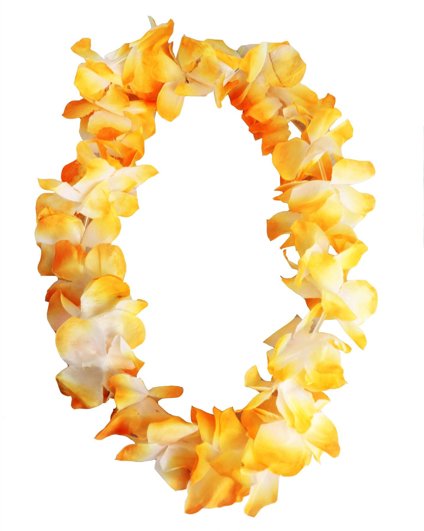 Hawaiian Lei Flower Necklace - Pack of 48 - Deluxe Thick Orange Flower Necklace - Flower Garland Hawaii Hula Beach Party Fancy Dress Accessory