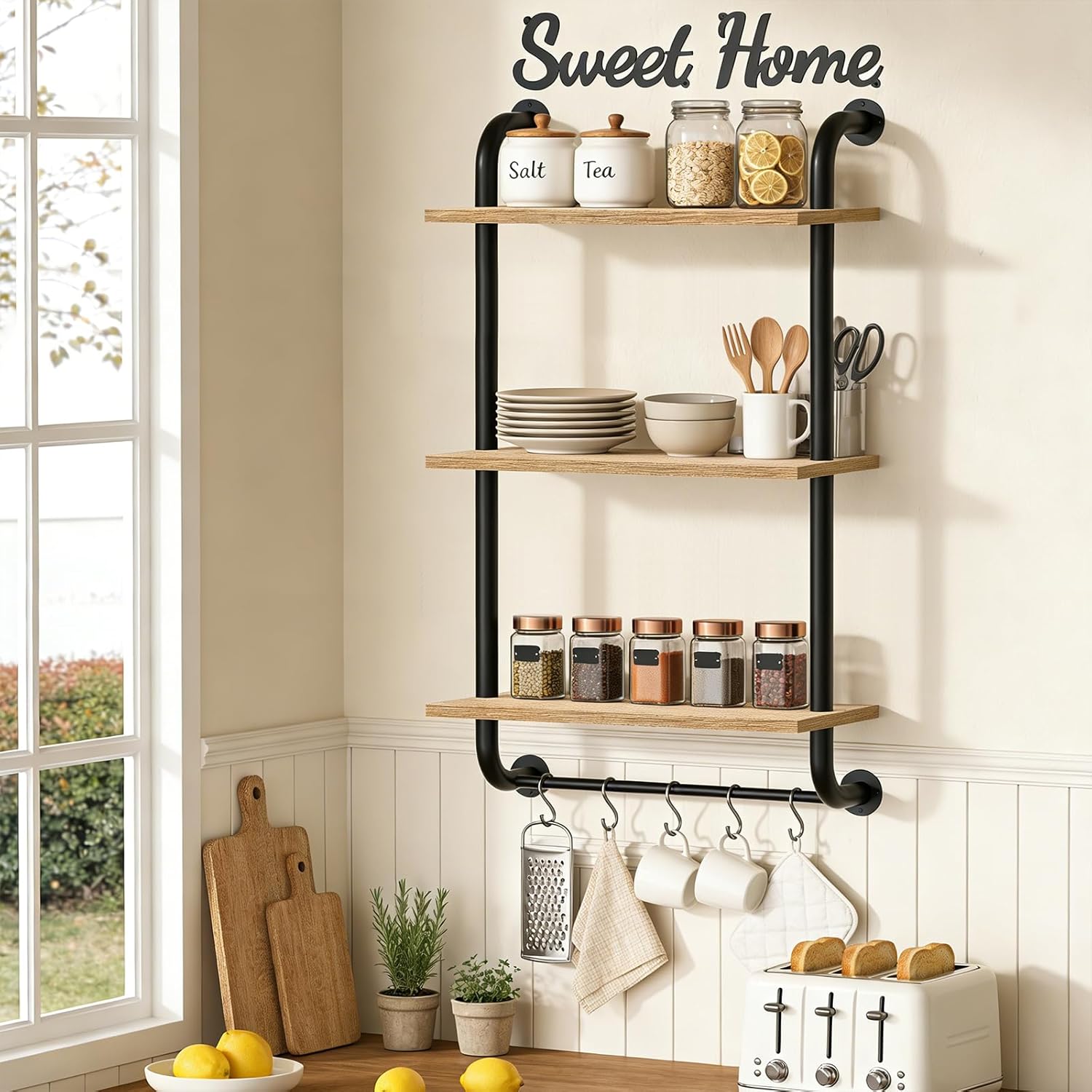 Bathroom Shees Wall Mounted, Rustic Farmhouse Pipe Shees,