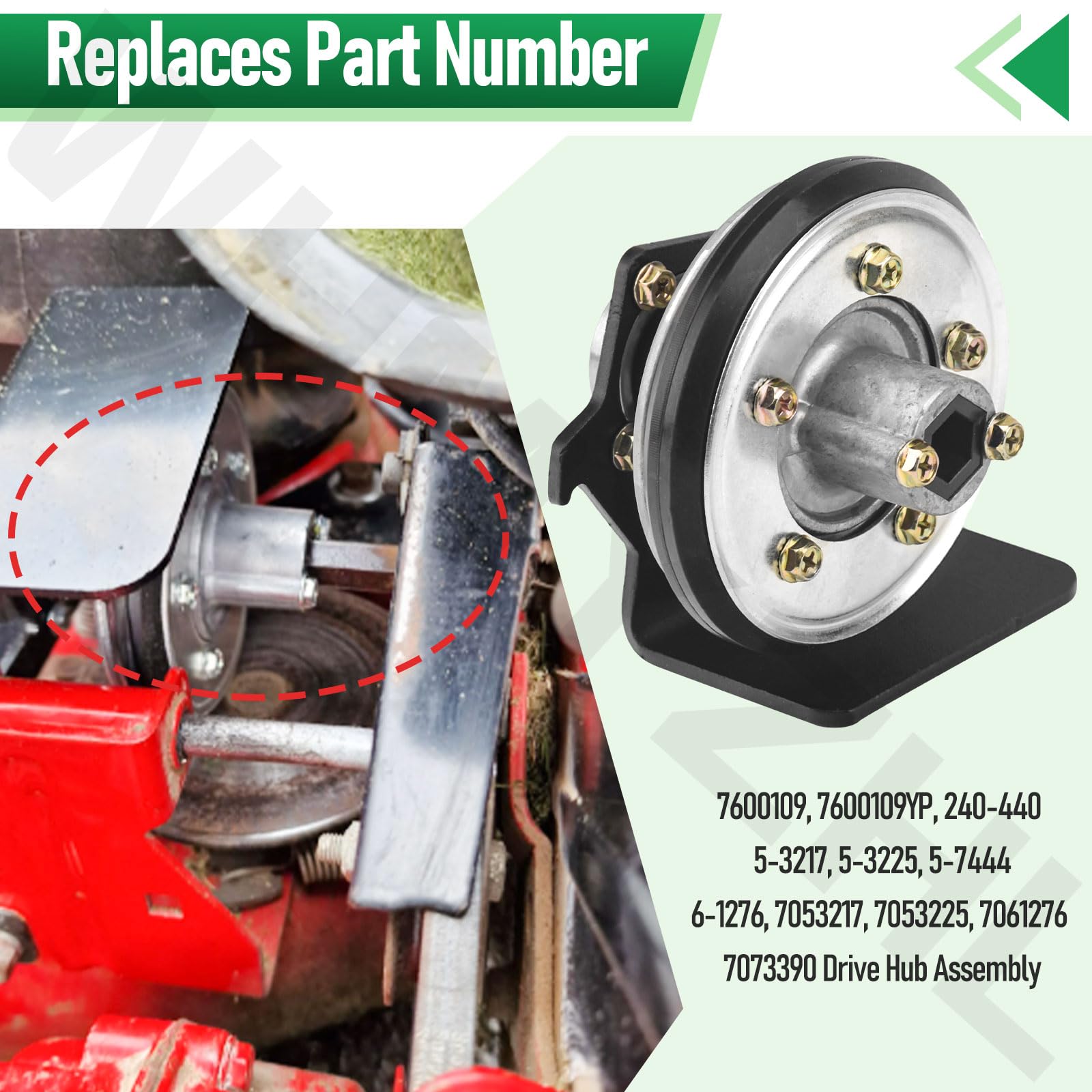 7600109YP 240-440 - Conjunto de cubo de transmisión compatible con S-Napper 7061276, 7073390, 7600109, 5-3225, 5-7444, 5-3217, 6-1276 autopropulsados para cortacésped