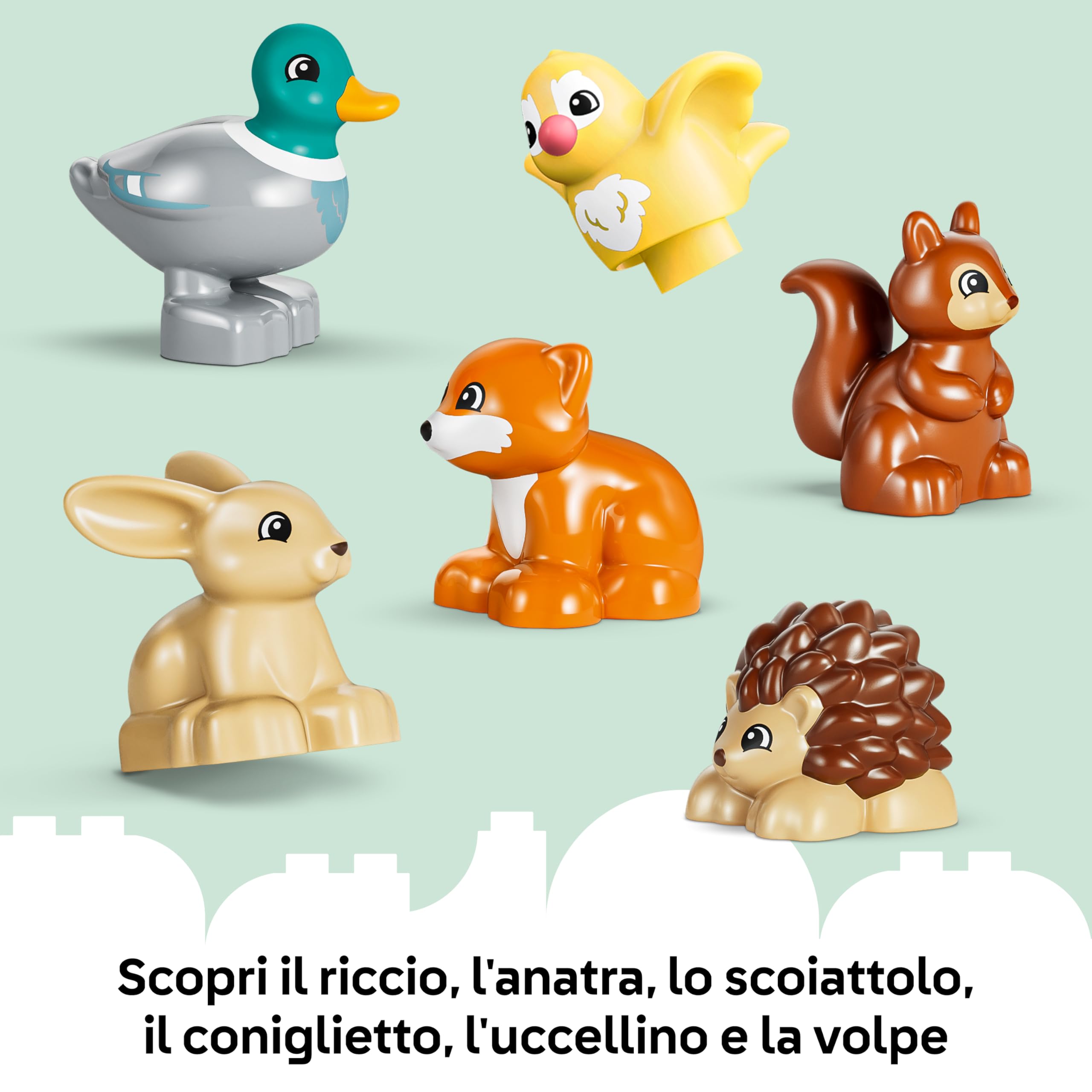 LEGO DUPLO Foresta Esplorativa con Animali Selvatici - Giochi Didattici per i Piccoli - Set Montessori con Figure di Animali, Alberi e Tappeto da Gioco - Regalo per Bambini e Bambine da 3 Anni - 10480