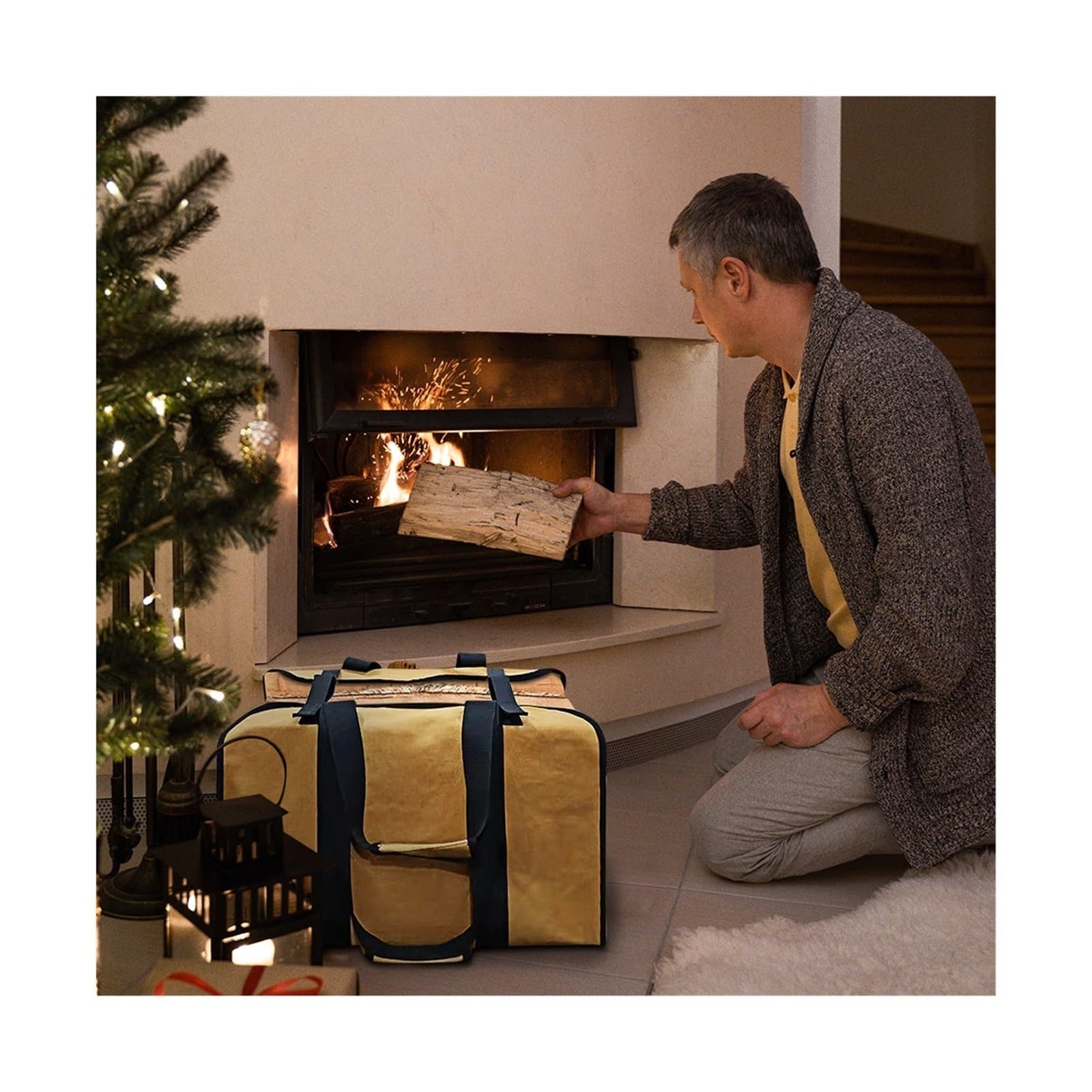 Pacchetto Legna da Ardere Borsa for la conservazione della legna da ardere Rack di stoccaggio portatile di grande capacità Borsa da campeggio portatile for borsa da campeggio all'aperto Pacchetto Legn