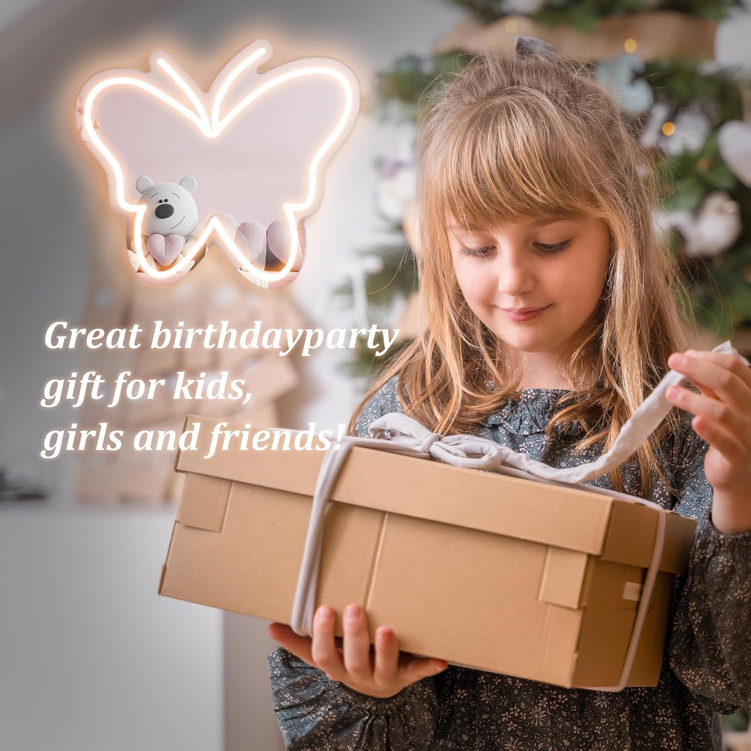 Butterfly Mirror Neon Sign LED Neon Lights for Ideal Home Decor for Bedroom, Kidsroom, Living Room Parties, Christmas Birthdays Gifts for Girls Women, Boho Mirror Wall Sign Art Gift-Warm White-14"x13.78" - Image 7