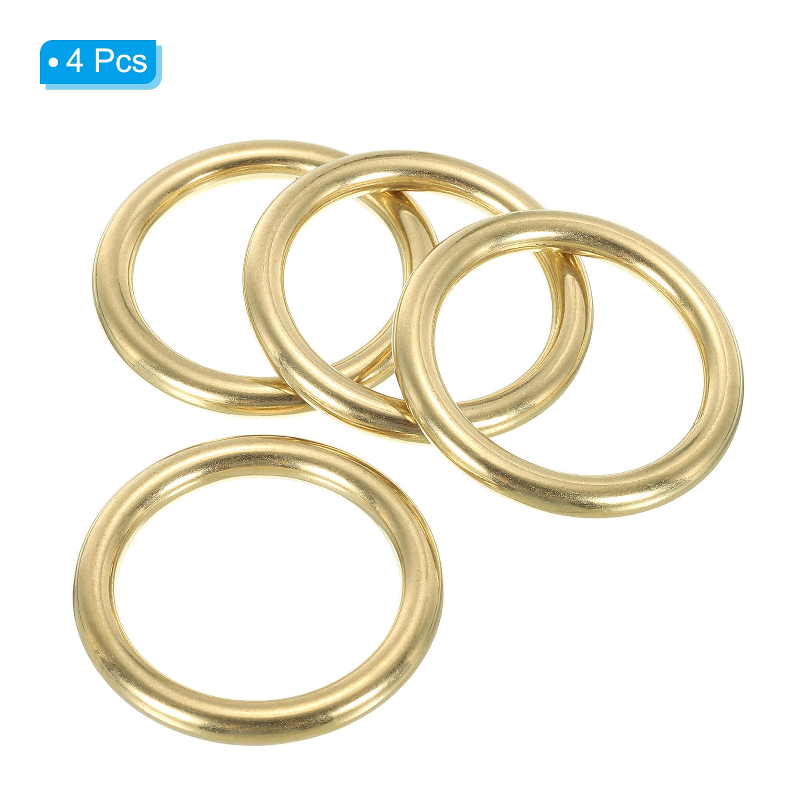 PATIKIL Brass O Ring, 4 Pack 1.5 Inch Inner Dia Solid Brass Round Ring Circle Loop Buckle for Leather Craft Purse Bag - Image 3