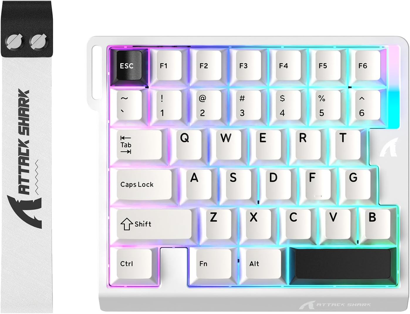 ATTACK SHARK M36 HE Rapid Trigger Gaming Keyboard, 36-Key One-Handed Hall Effect Magnetic Switches, 8000Hz Polling Rate, 0.01mm RT, RGB Wired Esports Controller - Starlight White