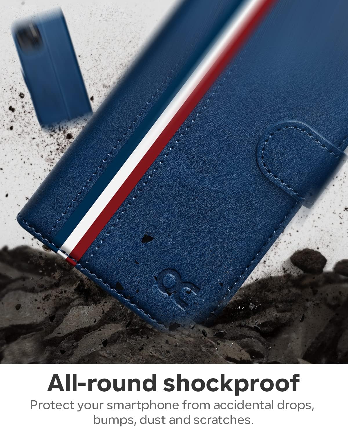 OCASE Compatible with iPhone 12 Case/Compatible with iPhone 12 Pro Wallet Case, PU Leather Flip Case with Card Holders RFID Blocking Kickstand Phone Cover 6.1 Inch (Spliced Blue)