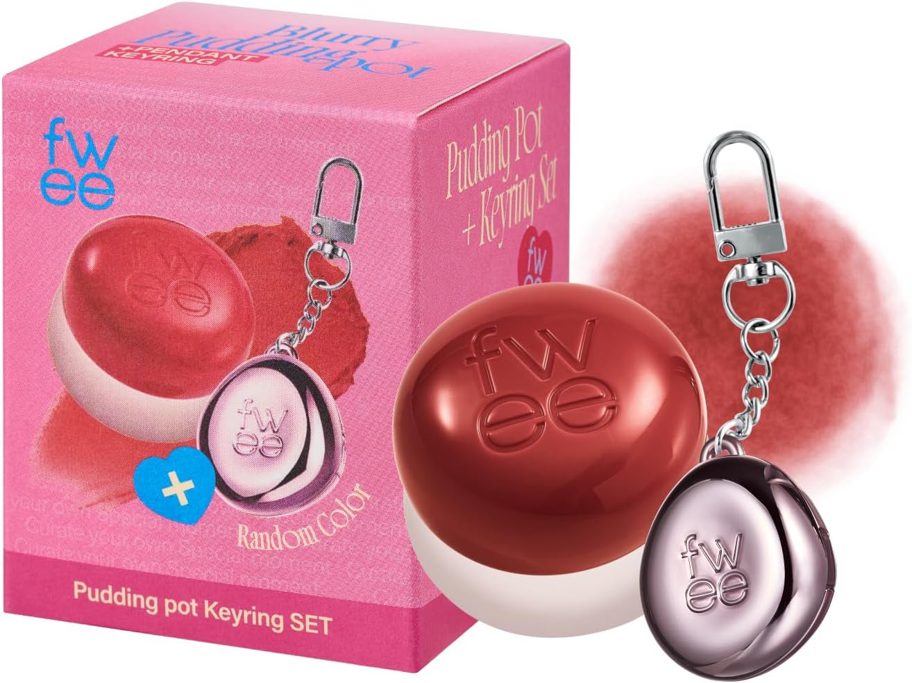 Blurry Pudding Pot + Keychain SET | Airbrushed Blush & Lip, Buildable Pigment, Long-lasting, Lightweight, Easy to Blend, Natural Soft Matte Finish Makeup – Memories (Deep Rose) | 0.17 oz