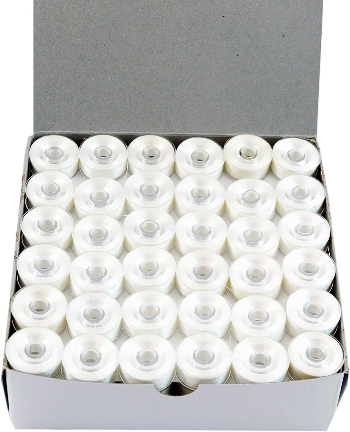 Threadart Prewound Embroidery Bobbins- 144 Count Per Box - Plastic Sided White - L Style - 8 Options Available