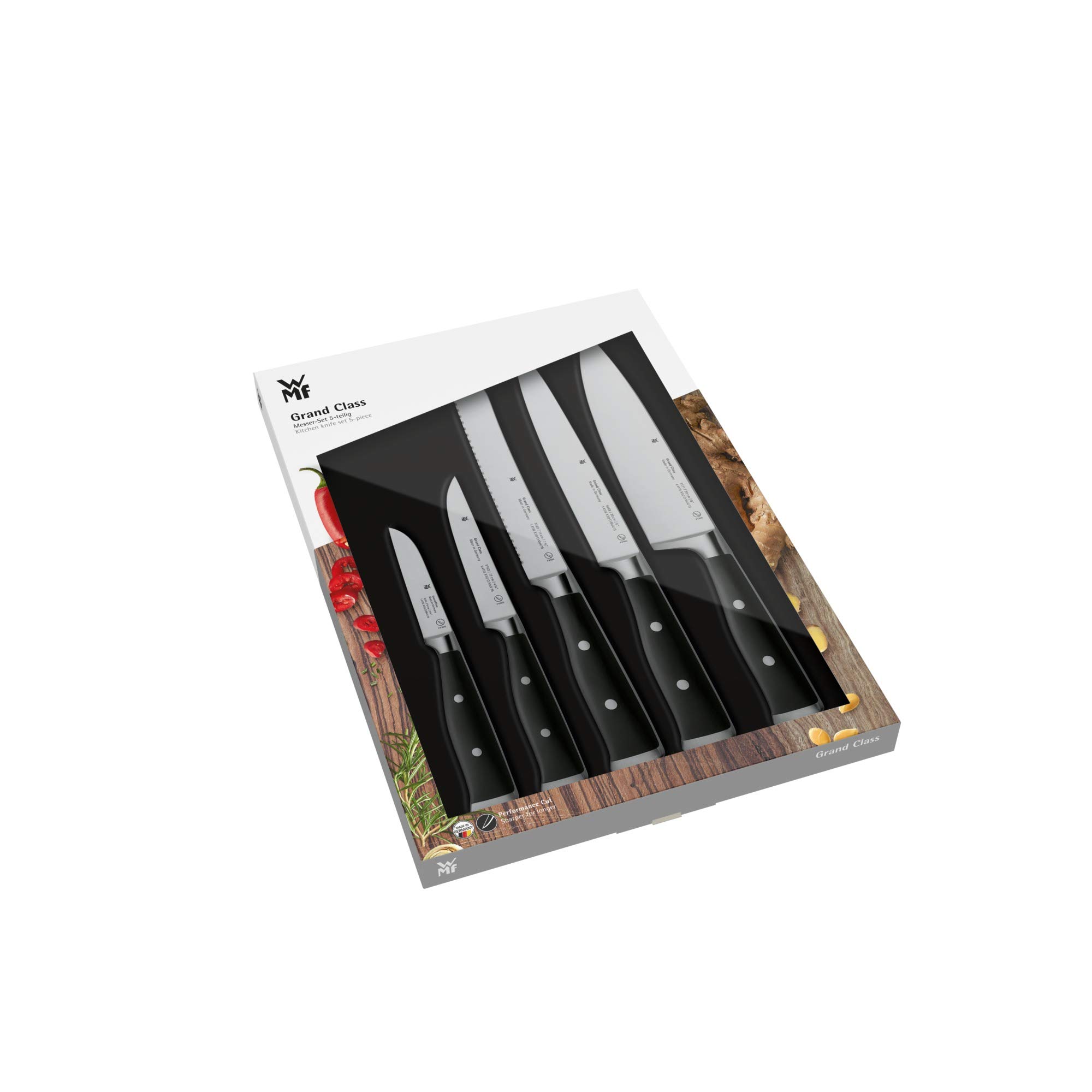 WMF 1891849992 Grand Class Performance Cut - Juego de Cuchillos de Cocina con Bloque Organizador (5 Piezas)