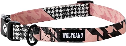 Wolfgang Collar de entrenamiento ajustable de alta calidad para perros pequeños, medianos y grandes, fabricado en Estados Unidos, estampado rosa de