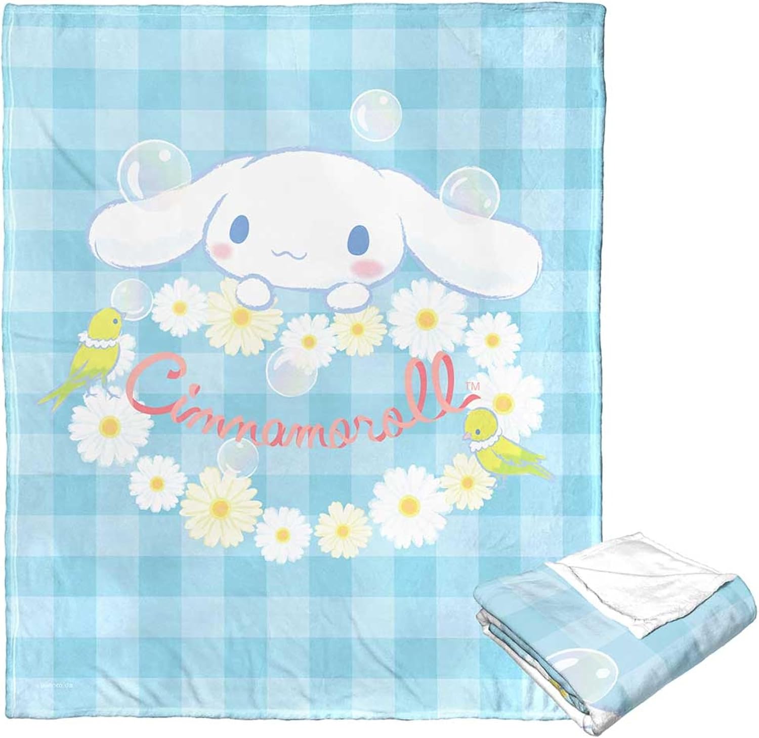 Northwest Sanrio Cinnamoroll, Daisy Blues, Silk Touch Throw 50 x 60 Inches