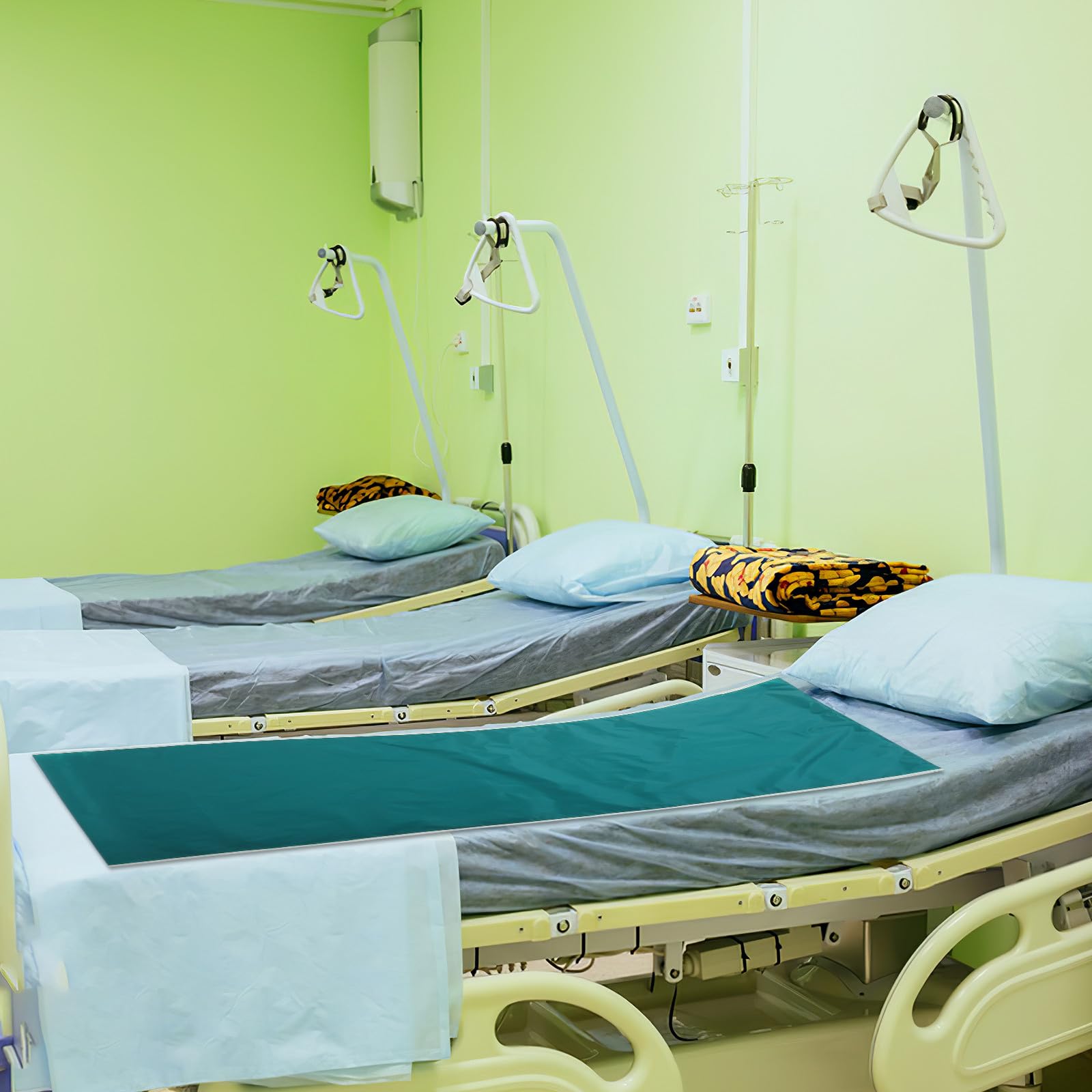 Yardwe Panno di Trasferimento Pazienti Allettati 180X75 CM Verde Rivestimento in Silicone per Posizionamento e Rotazione Agevolata Ausilio Assistenza Anziani e Letto Ospedaliero
