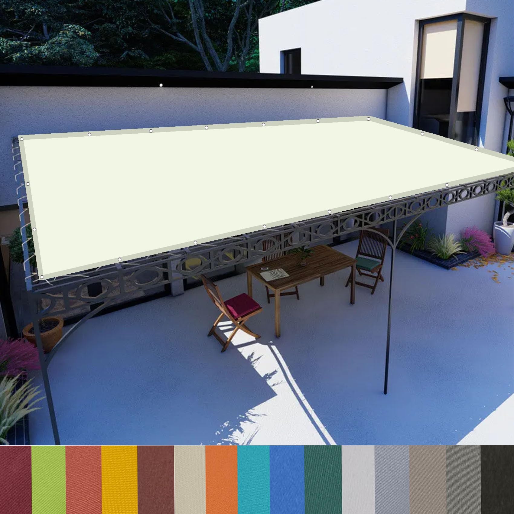 Toile ombrage 3.5x6.5m polyester et filet anti chaleur pour extérieur