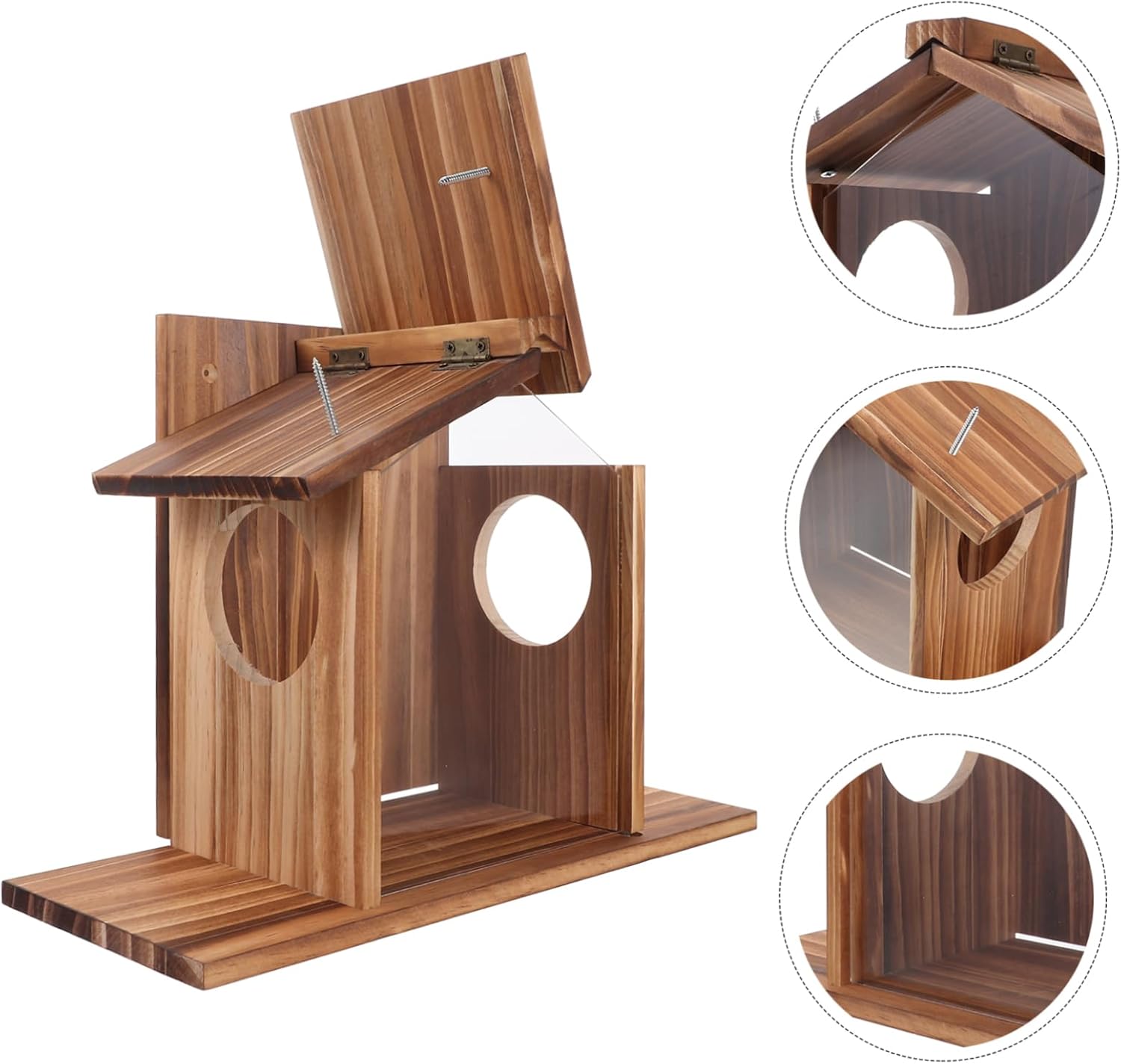 Wooden Squirrel Feeder Box Durable Hanging Hamster Feeder for Backyard Attractive Storage for Nuts Seeds Easy to Clean and Maintain for Outdoor Use